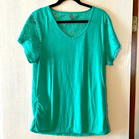 Vanity 2XL Mint Green Boho Lace Shirt - Picture 1 of 4